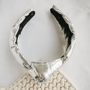 Alicia Bonnie The Precious Metals Faux Leather Knotted Headband - Silver Metalli